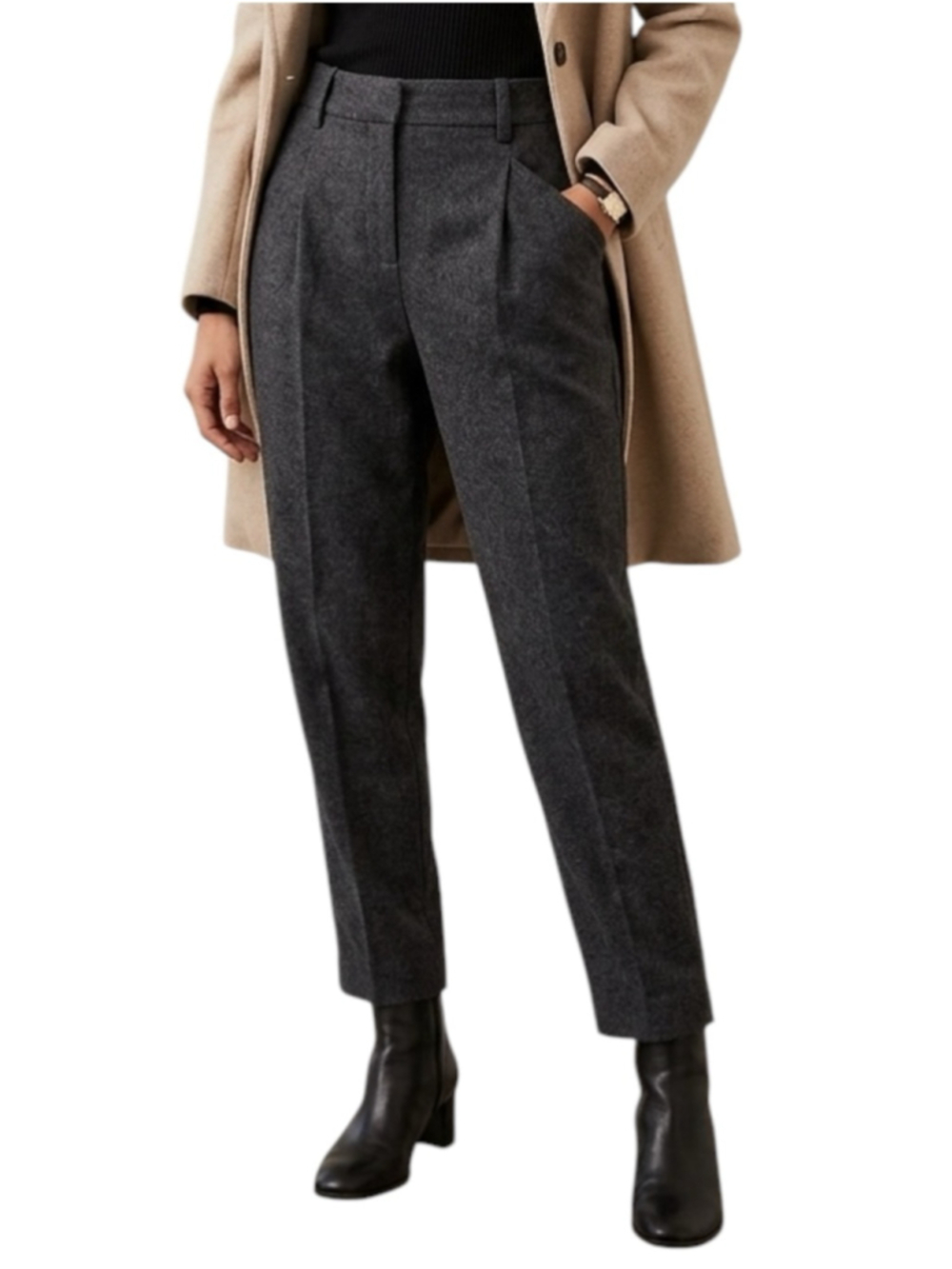 Banana Republic Flannel Pleated Wool Pants Size 8 Charcoal Grey